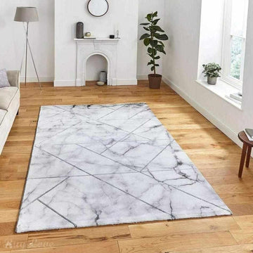 Craft 23299 Modern Geometric Marbled Soft Textured Grey/Ivory/Silver Rug-Think Rugs-Rug Love - The Most Loved Rug Store